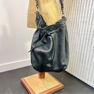 Coach Black Leather Bucket Bag Hobo Purse